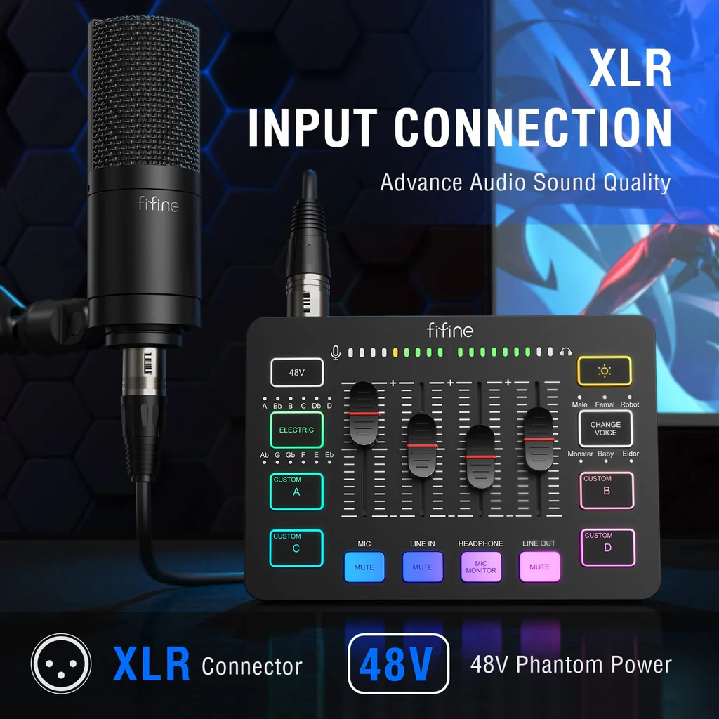Fifine Ampligame SC3 Gaming Usb Mixer With Xlr, headset Input, Monitoring Fifine Ampligame SC3 Gaming Usb Mixer With Xlr, headset Input, Monitoring